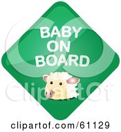 Royalty Free RF Clipart Illustration Of A Green Sheep Baby On Board Sign