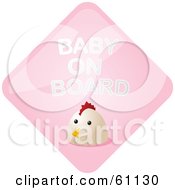 Royalty Free RF Clipart Illustration Of A Pink Chicken Baby On Board Sign