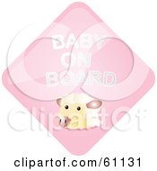 Royalty Free RF Clipart Illustration Of A Pink Sheep Baby On Board Sign