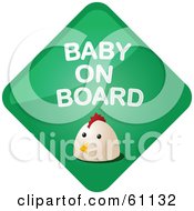 Royalty Free RF Clipart Illustration Of A Green Chicken Baby On Board Sign by Kheng Guan Toh