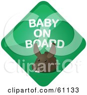 Royalty Free RF Clipart Illustration Of A Green Donkey Baby On Board Sign