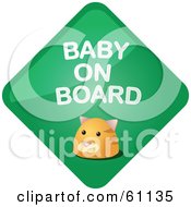 Royalty Free RF Clipart Illustration Of A Green Cat Baby On Board Sign