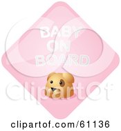 Royalty Free RF Clipart Illustration Of A Pink Dog Baby On Board Sign