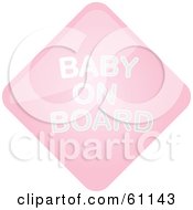 Royalty Free RF Clipart Illustration Of A Pink Baby On Board Sign