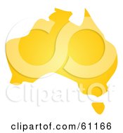 Poster, Art Print Of Yellow Map Of Australia On White