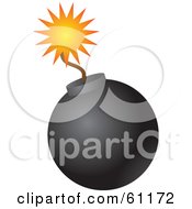 Lit Black Bomb With A Burning Fuse On A White Background