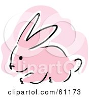 Royalty Free RF Clipart Illustration Of A Cute Pink Bunny With A Pink And White Background by Kheng Guan Toh