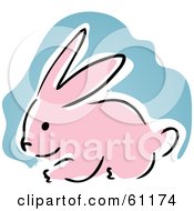 Royalty Free RF Clipart Illustration Of A Cute Pink Bunny With A Blue And White Background by Kheng Guan Toh