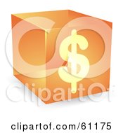 Royalty Free RF Clipart Illustration Of A Transparent Orange 3d Dollar Symbol Cube