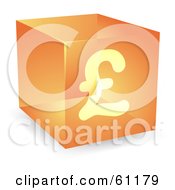 Royalty Free RF Clipart Illustration Of A Transparent Orange 3d Pound Cube by Kheng Guan Toh