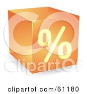 Transparent Orange 3d Percent Cube