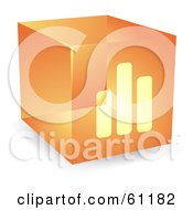 Royalty Free RF Clipart Illustration Of A Transparent Orange 3d Bar Graph Cube