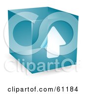 Royalty Free RF Clipart Illustration Of A Transparent Blue 3d Upload Arrow Cube