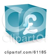 Royalty Free RF Clipart Illustration Of A Transparent Blue 3d Pound Cube