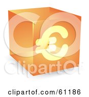 Royalty Free RF Clipart Illustration Of A Transparent Orange 3d Euro Cube