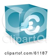 Royalty Free RF Clipart Illustration Of A Transparent Blue 3d Euro Cube by Kheng Guan Toh