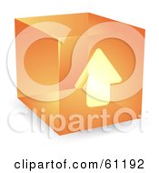 Royalty Free RF Clipart Illustration Of A Transparent Orange 3d Upload Arrow Cube