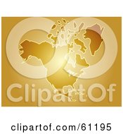 Royalty Free RF Clipart Illustration Of A Glowing Gold North American Map