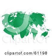 Poster, Art Print Of Curving Green Atlas Map Over A White Background