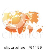 Poster, Art Print Of Curving Orange Atlas Map Over A White Background