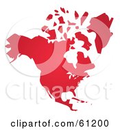 Poster, Art Print Of Red North America Map On White