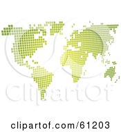 Royalty Free RF Clipart Illustration Of A Gradient Green Pixel Atlas Map On White Version 2