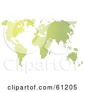 Poster, Art Print Of Gradient Green Pixel Atlas Map On White - Version 1