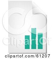 Royalty Free RF Clipart Illustration Of A Curling Page Of A Teal Bar Graph Business Document