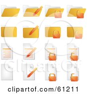 Royalty Free RF Clipart Illustration Of A Digital Collage Of Orange Folder And Word Document Icons by Kheng Guan Toh