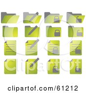 Royalty Free RF Clipart Illustration Of A Digital Collage Of Green Folder And Word Document Icons by Kheng Guan Toh