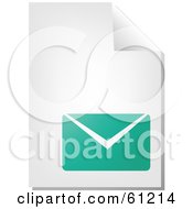 Poster, Art Print Of Curling Page Of A Teal Envelope Business Document
