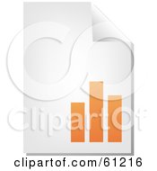 Royalty Free RF Clipart Illustration Of A Curling Page Of An Orange Bar Graph Business Document