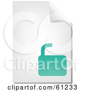 Royalty Free RF Clipart Illustration Of A Curling Page Of A Teal Open Padlock Business Document