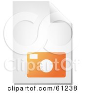Royalty Free RF Clipart Illustration Of A Curling Page Of An Orange Camera Business Document