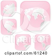 Poster, Art Print Of Digital Collage Of Peeling Square Pink Atlas Stickers