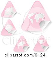 Royalty Free RF Clipart Illustration Of A Digital Collage Of Peeling Triangle Pink Atlas Stickers