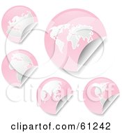 Poster, Art Print Of Digital Collage Of Peeling Round Pink Atlas Stickers