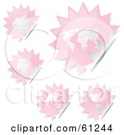 Poster, Art Print Of Digital Collage Of Peeling Burst Pink Atlas Stickers