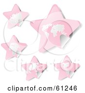 Poster, Art Print Of Digital Collage Of Peeling Star Pink Atlas Stickers
