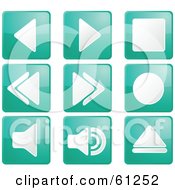 Poster, Art Print Of Digital Collage Of Teal Square Audio Icon Buttons