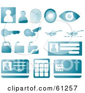 Royalty Free RF Clipart Illustration Of A Digital Collage Of Blue Security Icons