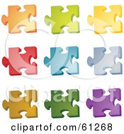Royalty Free RF Clipart Illustration Of A Digital Collage Of Colorful Jigsaw Puzzle Pieces On White Version 3