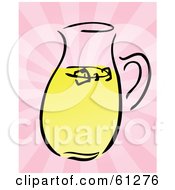 Royalty Free RF Clipart Illustration Of A Pitcher Of Lemonade On A Bursting Pink Background by Kheng Guan Toh