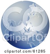 Royalty Free RF Clipart Illustration Of A Shiny Blue 3d Asia Globe