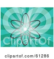 Royalty Free RF Clipart Illustration Of A Glowing Nuclear Atom On A Bursting Green Background