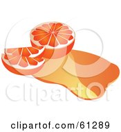 Royalty Free RF Clipart Illustration Of A Spilled Orange Juice With Sliced Oranges