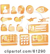 Royalty Free RF Clipart Illustration Of A Digital Collage Of Orange Security Icons by Kheng Guan Toh