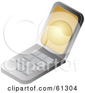 Royalty Free RF Clipart Illustration Of A Modern Cell Phone With A Gold Screen Saver