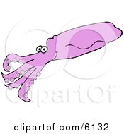 Purple Squid Swimming Clipart Illustration