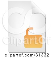 Royalty Free RF Clipart Illustration Of A Curling Page Of An Orange Open Padlock Business Document by Kheng Guan Toh